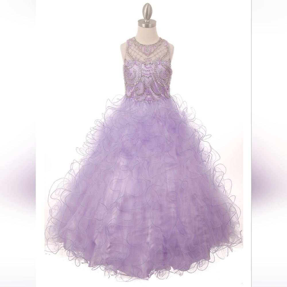 Rehinstone beaded bodice with ruffled long skirt